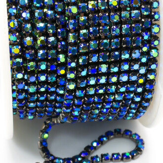 Стразовая цепь ss8 (2,5 мм) 1 м Jet AB nickel