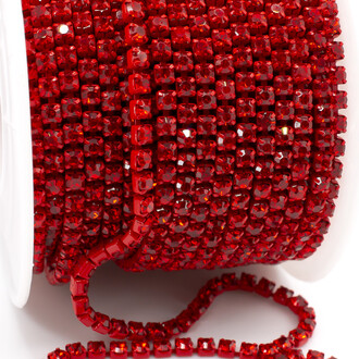 Стразовая цепь ss6 (2 мм) 1 м Light siam red