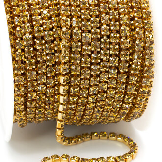 Стразовая цепь ss8 (2,5 мм) 1 м LCT gold