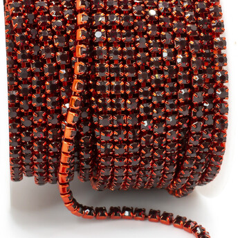 Стразовая цепь ss8 (2,5 мм) 1 м Siam red