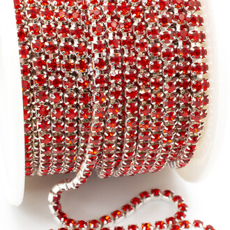 Стразовая цепь ss8 (2,5 мм) 1 м Light siam silver