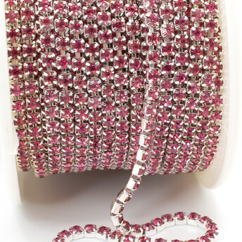 Стразовая цепь ss8 (2,5 мм) 1 м Rose silver