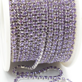 Стразовая цепь ss8 (2,5 мм) 1 м Violet silver