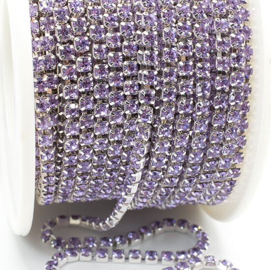 Стразовая цепь ss8 (2,5 мм) 1 м Violet silver