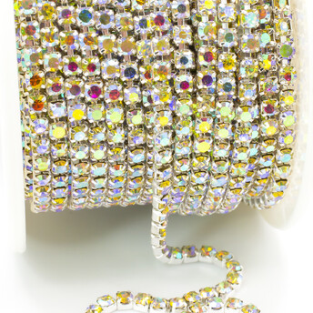 Стразовая цепь ss10 (2,8 мм) 1 м Jonquil AB silver