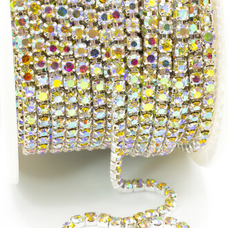 Стразовая цепь ss8 (2,5 мм) 1 м Jonquil AB silver