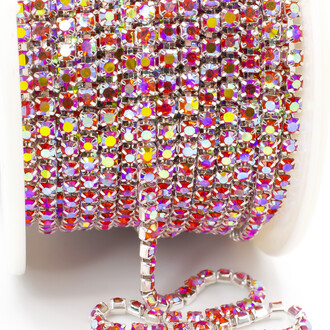 Стразовая цепь ss8 (2,5 мм) 1 м Hyacinth AB silver