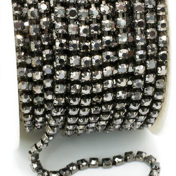 Стразовая цепь ss10 (2,8 мм) 1 м Hematite nickel