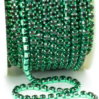 Стразовая цепь ss10 (2,8 мм) 1 м Emerald grean