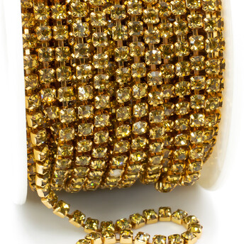 Стразовая цепь ss10 (2,8 мм) 1 м LCT gold