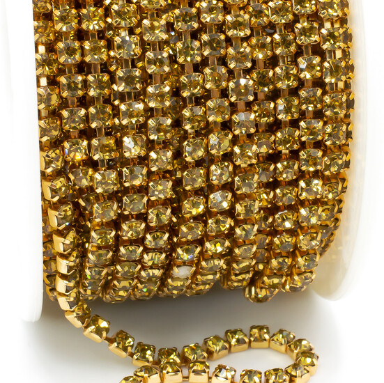 Стразовая цепь ss10 (2,8 мм) 1 м LCT gold
