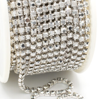 Стразовая цепь ss10 (2,8 мм) 1 м Argentum silver