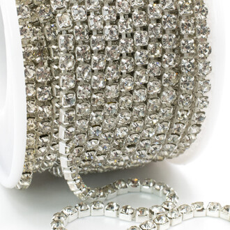 Стразовая цепь ss16 (3,8 мм) 1 м Crystal silver