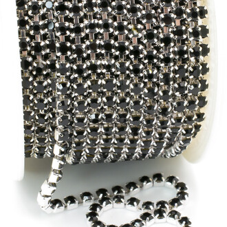 Стразовая цепь ss10 (2,8 мм) 1 м Jet silver