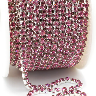 Стразовая цепь ss10 (2,8 мм) 1 м Rose silver