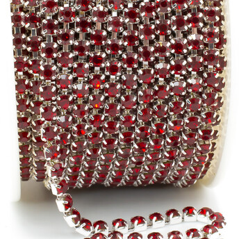 Стразовая цепь ss10 (2,8 мм) 1 м Siam silver