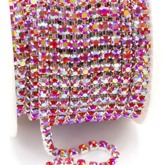 Стразовая цепь ss10 (2,8 мм) 1 м Hyacinth AB silver