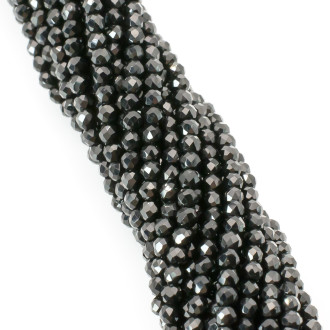 Бусины Шпинель огранка круглая 3 мм Ø 0,8 мм +-130 шт. нить 37 см Черный 4