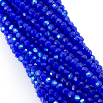 Бусины Шпинель огранка круглая 2 мм Ø 0,5 мм 200 шт. нить 37 см АВ Синий 7