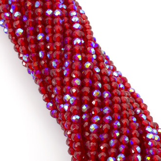 Бусины Шпинель огранка круглая 2 мм Ø 0,5 мм 200 шт. нить 37 см АВ Красный 15