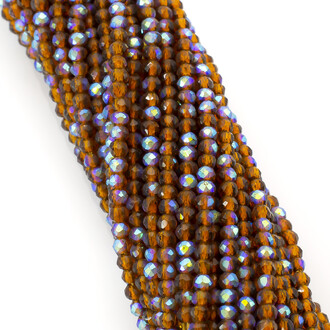 Бусины Шпинель огранка круглая 2 мм Ø 0,5 мм 200 шт. нить 37 см АВ Коричневый 12