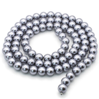 Бусины стекло под жемчуг Шар 10 мм ±90 шт. 80 см 12 Платина