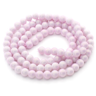 Бусины стекло перламутр 8 мм Розовый светлый нить 80 см