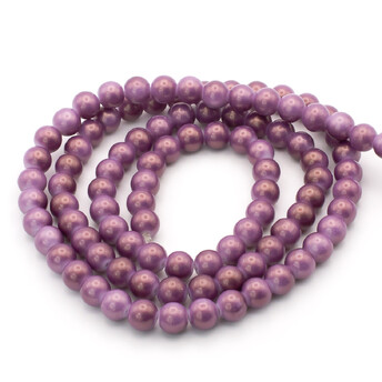 Бусины стекло перламутр 8 мм Фиолетовый нить 80 см