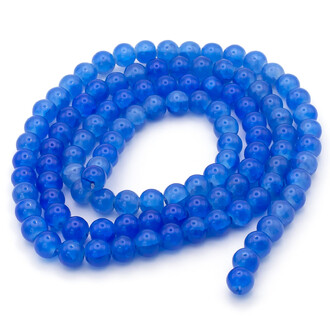 Бусины Битое стекло кракелюр 8 мм Синий нить 80 см