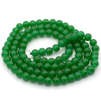 Бусины стекло имитация камня 8 мм Зеленое море нить 80 см