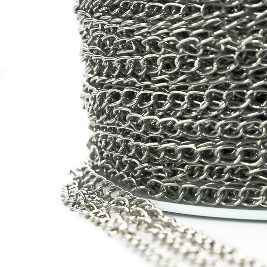 Цепь для рукоделия 3,8x6 мм Платина 1 метр