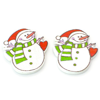 Пуговицы клеевые фигурные Снеговик деревянные 27х24 мм 15 шт. Разноцветный