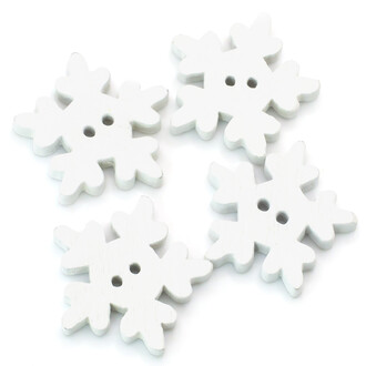 Пуговицы фигурные Снежинка деревянные 18х18 мм 30 шт. Белый