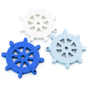 Пуговицы клеевые фигурные Штурвал деревянные 25х25 мм 25 шт. Разноцветный