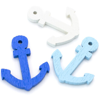 Пуговицы клеевые фигурные Якорь деревянные 25х20 мм 25 шт. Разноцветный