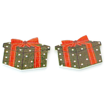 Пуговицы клеевые фигурные Подарок деревянные 28х20 мм 15 шт. Разноцветный