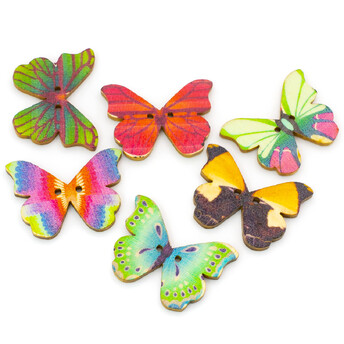 Пуговицы фигурные Бабочка деревянные 28х21 мм 15 шт. Разноцветный