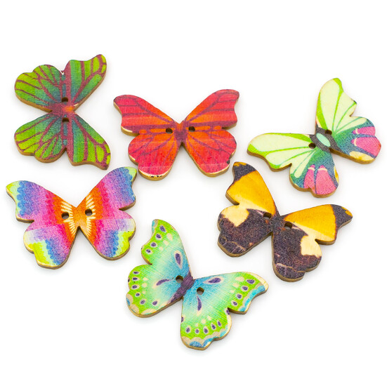 Пуговицы фигурные Бабочка деревянные 28х21 мм 15 шт. Разноцветный