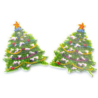 Пуговицы клеевые фигурные Новогодняя елочка деревянные 40х31 мм 15 шт. Разноцветный