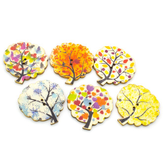 Пуговицы фигурные Дерево деревянные 30х30 мм 15 шт. Разноцветный