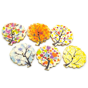 Пуговицы фигурные Дерево деревянные 30х30 мм 15 шт. Разноцветный