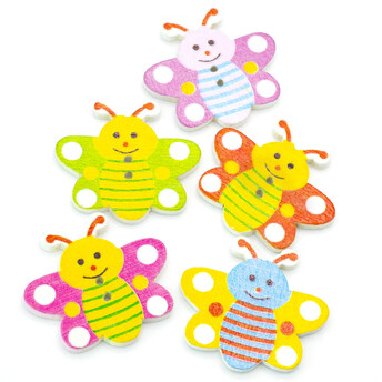 Пуговицы фигурные Пчелка Майя деревянные 30х27 мм 15 шт. Разноцветный