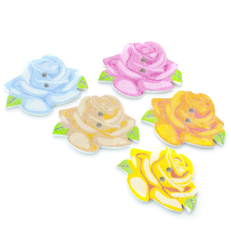 Пуговицы фигурные Роза деревянные 28х20 мм 15 шт. Разноцветный