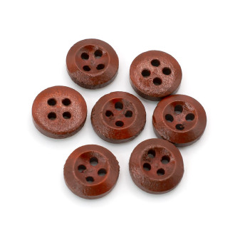 Пуговицы деревянные круглые 4 отверстия 10 мм 40 шт. Коричневый