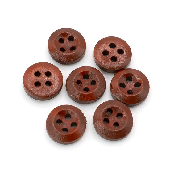 Пуговицы деревянные круглые 4 отверстия 10 мм 40 шт. Коричневый