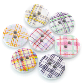 Пуговицы деревянные с принтом Британия круглые 15 мм 30 шт. Разноцветный