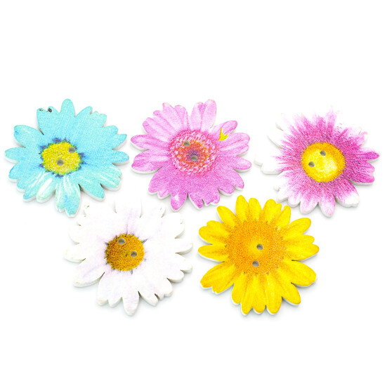 Пуговицы фигурные деревянные в форме цветка 35 мм 15 шт