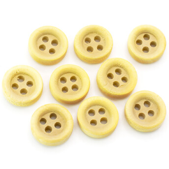 Пуговицы круглые деревянные 4 отверстия 10 мм 40 шт. Бежевый