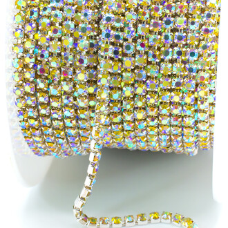 Стразовая цепь ss6 (2 мм) 1 м Jonquil AB silver