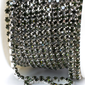 Стразовая цепь ss8 (2,5 мм) 1 м Swampy silver